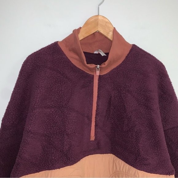 Fabletics Mallory Fleece Zip  Sweater Size Extra Large‎ Burgundy Sherpa Jacket - Picture 5 of 12